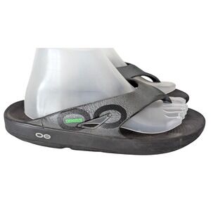 OOFOS W11/M9 Original Comfort Sandals Sport Recovery Thong Flip Flop Black Gray